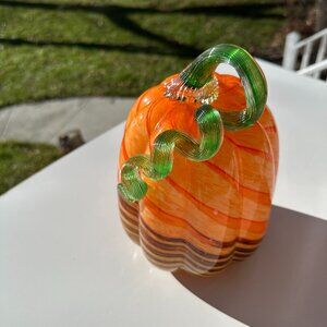 #3066 RED MULTI COLOR HANDMADE GLASS  PUMPKIN / GORD